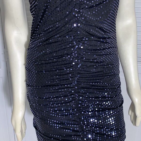 Vintage Taboo Black Stretchy Halter Sequin Dress Size Medium - Picture 8 of 14